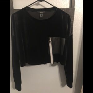 Velvet Crop Top Long Sleeve